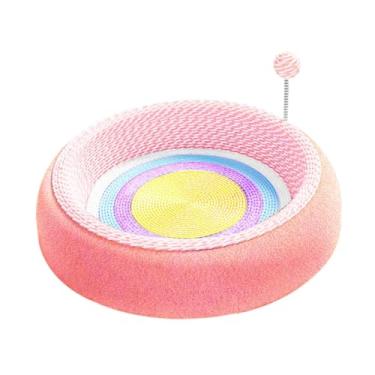 Imagem de Dualoai Arranhador com tigela para gatos, ideal para exercícios e brincadeiras, Redondo