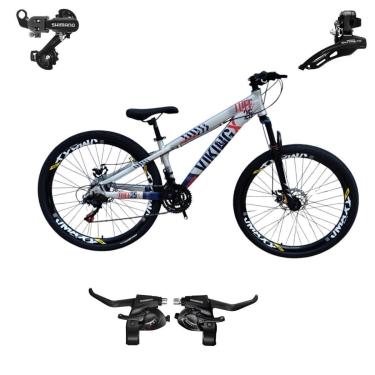 Imagem de Bicicleta 26 VikingX T25 24v Freeride Cambios e Trocadores Shimano Indexados Pneu Balão Flame-Unissex