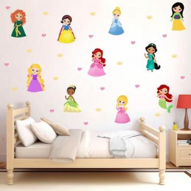 Imagem de adesivo de parede princesas da disney cute baby 10 personagens bonecas