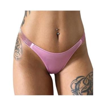 Imagem de Calcinha G-string Sexy De Baixa Cintura Com Strass Para Mulheres, Tama