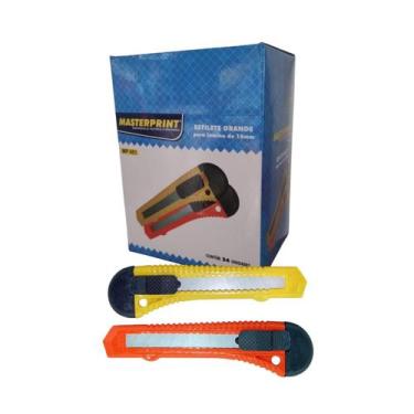 Imagem de Caixa com 24 Estilete Largo Lâmina de 18mm com Trava de Segurança - Ma