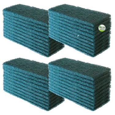 Imagem de Fibra de Limpeza Pesada Verde 23 x 10 cm - Kit 40 Unidades Buchas Para