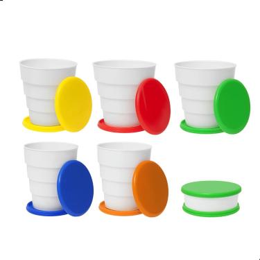 Imagem de Kit 6 Copos Retráteis Sanfonados Copo Colorido Portátil Dobrável para Viagem Camping e Aventuras
