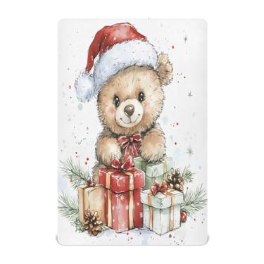 Imagem de Wassud Jogo de lençol com capuz de Natal fofo urso para meninos e meninas, respirável, lençol com elástico, neutro, 68 x 99 cm