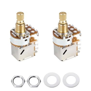 Imagem de Banworks Potenciômetros de guitarra B500K M8 com rosca push pull, tamanho métrico, eixo curto dividido de 18 estrias (comprimento de 15 mm) Potenciômetros lineares cônicos para guitarras Squier