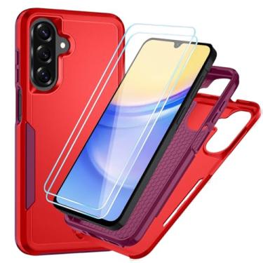 Imagem de Suncasetor Capa para Samsung Galaxy A15 5G com protetor de tela HD [proteção contra quedas de grau militar] Proteção resistente à prova de choque para Galaxy A15 5G, vermelho/rosa