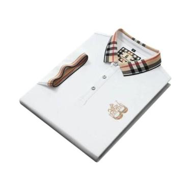 Imagem de Camisa Polo De Luxo Masculina De Verão Com Bordado Em Xadrez, Manga Cu