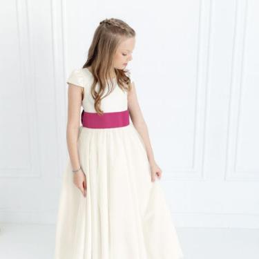 Imagem de Vestido longo Off White com Faixa e Laço PINK Infantil Festa elegância