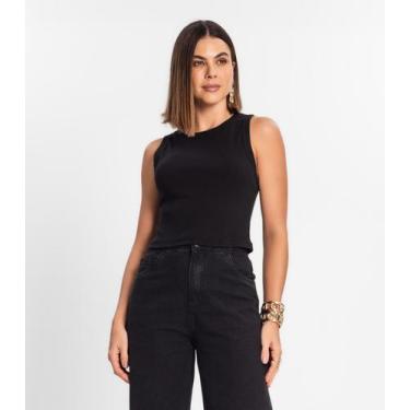 Imagem de Regata Cropped Feminina Ribana Rovitex Preto, GG, Preto