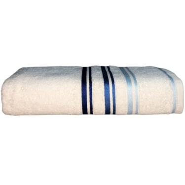 Imagem de Toalha de Rosto 100% Algodão 45x65cm Macia Absorvente Conforto Diário Banho Lavabo 12 Cores (Branco Azul)