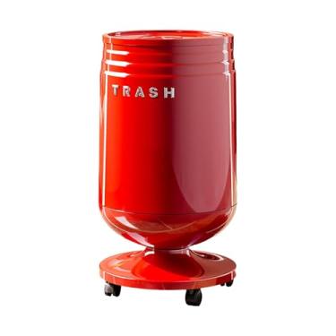 Imagem de MotiveTech Lixeira com Rodas Articulada, Recipiente para Lixo, Lata de Lixo para Apartamento/residência Estudantil, Vermelho, L