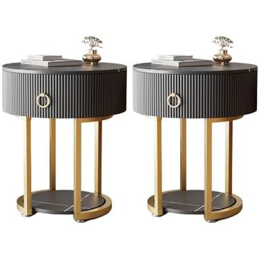 Imagem de UWEREBFM Mesa lateral baú de cabeceira estreita redonda mesa de cabeceira moderna armário de cabeceira mesa de cabeceira com gaveta metal clássico glamour mesa de cabeceira móveis de cabeceira para