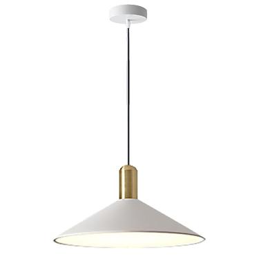 Imagem de Luminária pendente moderna em formato de cone, branca e dourada, ideal para ilha de cozinha, estilo fazenda, com cúpula, perfeita para sala de estar de meados do século XX, sobre a mesa de j