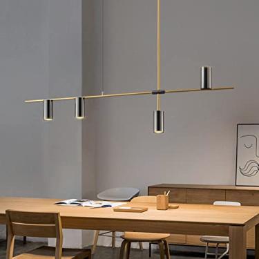 Imagem de Luminária pendente LED para mesa de jantar, design moderno com lâmpada E27, estilo lustre, ideal para sala de jantar, sala de estar e escritório (preta, 4 lâmpadas)