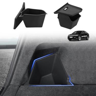 Imagem de YIZHUOMY Caixas de armazenamento de porta-malas traseiras para Tesla Model Y Juniper 2025 2026 Organizador de caixa de armazenamento de porta-malas com tampas à prova d'água TPE Caixotes de lixo de