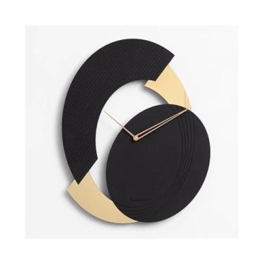 Imagem de KEG801302 Relógio de sala de estar personalizado criatividade moderna simplicidade nórdica luxo relógio de casa moda decoração de parede, relógio de parede 48 x 60 cm (preto)