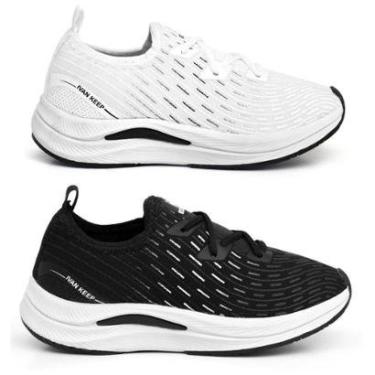 Imagem de Kit 2 Tênis Feminino Caminhada Leve Confortável Ortopédico-Feminino