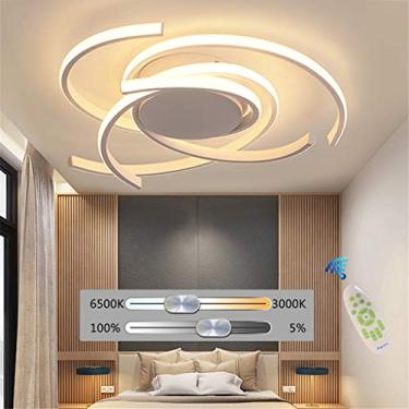 Imagem de Luminária de teto LED para sala de estar, moderna e criativa, com estrutura redonda em acrílico e alumínio, dimerizável e com controle remoto, ideal para iluminação interna e externa de quar