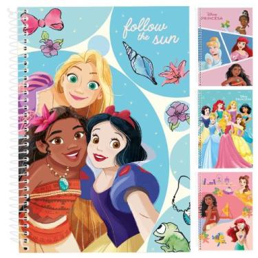 Imagem de Caderno Universitário Princesas 80 Folhas Kit 3 Unidades - Culturama