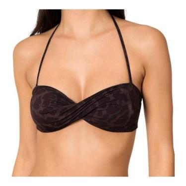 Imagem de Top De Biquíni sem alça Torcido Estampado Moda Praia - Corpo Dourado M