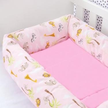 Imagem de Caminha Pet Retangular Cama Lavável Confortável Cachorro Gato Fibra Silicone Estampas(Safária Rosa)