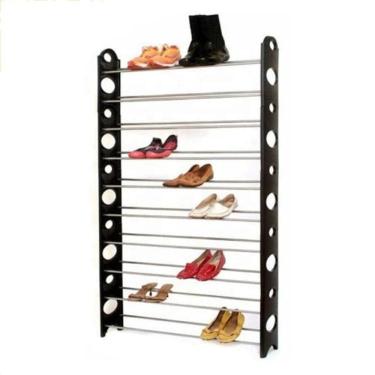 Imagem de Sapateira 30 Pares 10 Prateleiras Estante Armazenamento Empilhável Suporte Para 60 Tenis Sapatos Organizador Modular