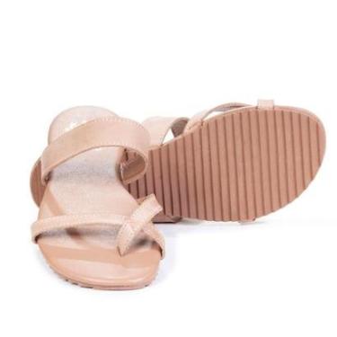 Imagem de Sandália Em X Rasteirinha Feminina Tiras Couro Tropicaos-Feminino