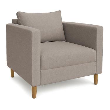 Imagem de Poltrona Decorativa Helena Linho Pés Madeira Capuccino