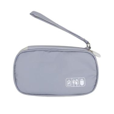 Imagem de Organizador de viagem eletrônico portátil, estojo de armazenamento de carregador de cabo, bolsa de armazenamento de cabos multicamadas para carregadores, cabos, carregador portátil (cinza)