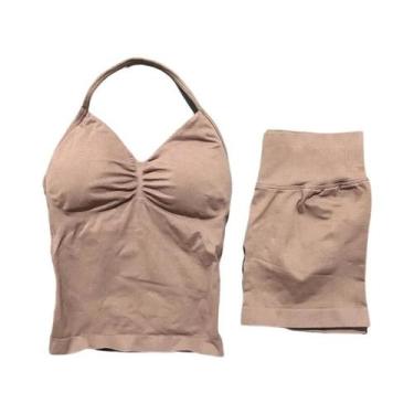 Imagem de Conjunto Esportivo Feminino HISTELLO 2 Peças: Top Regata Sem Costas E 