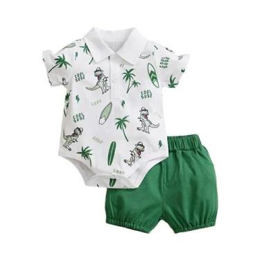 Imagem de Conjunto De Roupas De Algodão Com Estampa De Dinossauro Para Bebês Rec