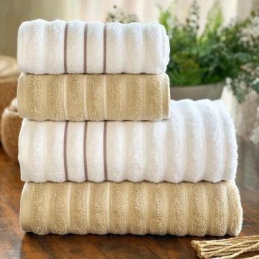 Imagem de Jogo De Toalhas De Banho e Rosto 4 Pçs Ondulado Wave Algodão Corttex, 