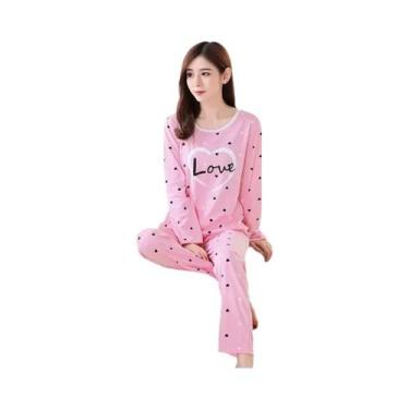 Imagem de Conjunto De Pijamas De Manga Longa Para Mulheres, Sexy E Leve, Roupa D