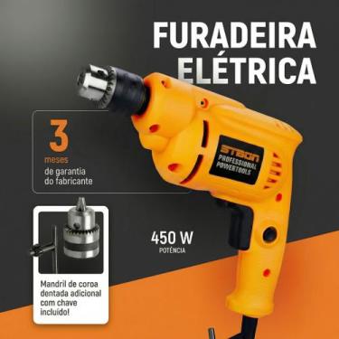 Imagem de Furadeira Parafusadeira Elétrica 450W Profissional 127V Função Reversí