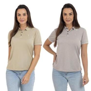Imagem de Kit 2 Camisa Polo Feminina Piquet Viscose Casual-Feminino