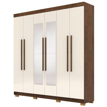 Imagem de Guarda Roupa Casal 218cm Com Espelho Bolty Imbuia/champanhe V02 - Mpozenato