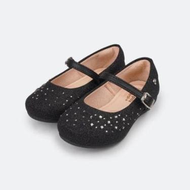 Imagem de Sapato Infantil Pampili Angel Glitter e Strass Preto 04.973-Feminino