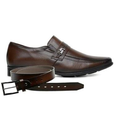 Imagem de Sapato Social Marrom Couro Jota Pe Air + Cinto De Couro 45022-Masculino