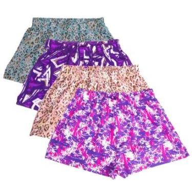 Imagem de Kit 4 Shorts Feminino Esportivo Treino Academia Estampado-Feminino