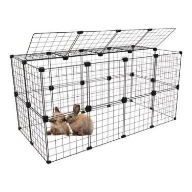 Imagem de Cercado Gaiola para Coelho Porquinho da Índia 60x120x60cm com Teto Pre