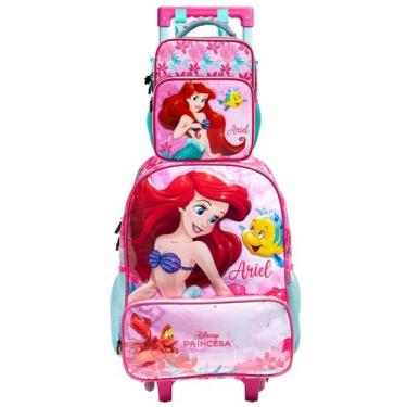 Imagem de Kit Escolar Ariel Sereia Mochila Costas E Rodas + Lancheira - Xeryus