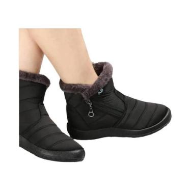 Imagem de Botas Femininas De Algodão De Cano Médio Em Cores Sólidas Para O Inver