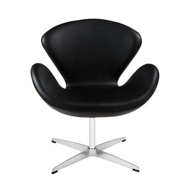 Imagem de Poltrona Swan Couro Sintético Preto Base Alumínio Giratória