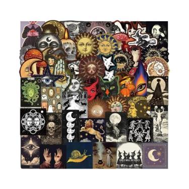 Imagem de Adesivos Góticos De Lua E Bruxa Assustadores 50 Peças Para Skateboard,