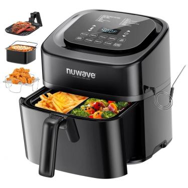 Imagem de Fritadeira Elétrica Air Fryer 6L Nuwave Brio Preta 10 em 1 Sonda Digital 1800W Cesto Antiaderente 110V