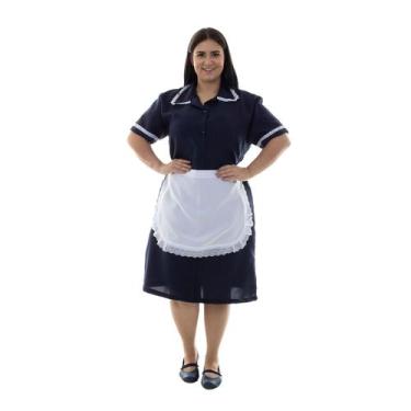 Imagem de Plus Size -  Vestido em Tecido Oxford Com Avental e Detalhes em Bordad