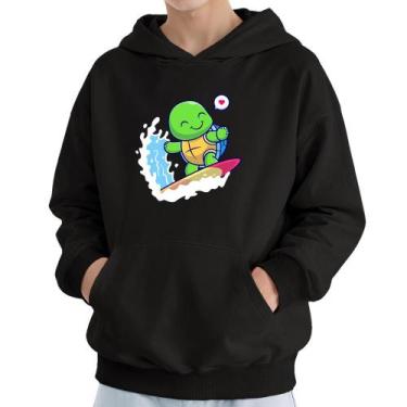 Imagem de Moletom Infantil Canguru Menino Estampa Tartaruga Surf - Samcro, Preto