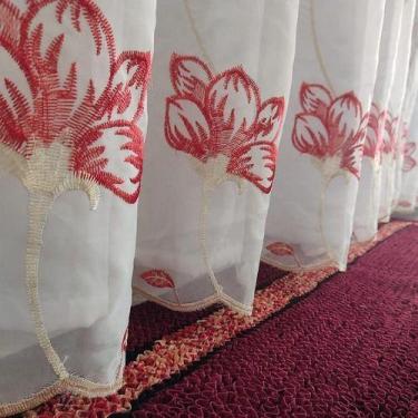 Imagem de Cortina De luxo Voal Bordado com Forro Microfibra 4,00 De Largura Por 