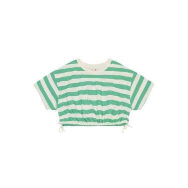Imagem de Blusa infantil menina listrada Brandili, Verde, 4