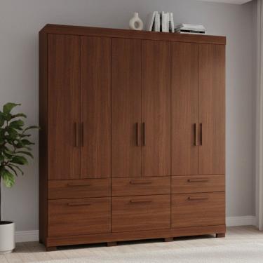 Imagem de Guarda-roupa Casal 7 Portas 5 Gavetas com Pés 192cm 100% Mdf Coimbra Espresso Móveis Jequitiba